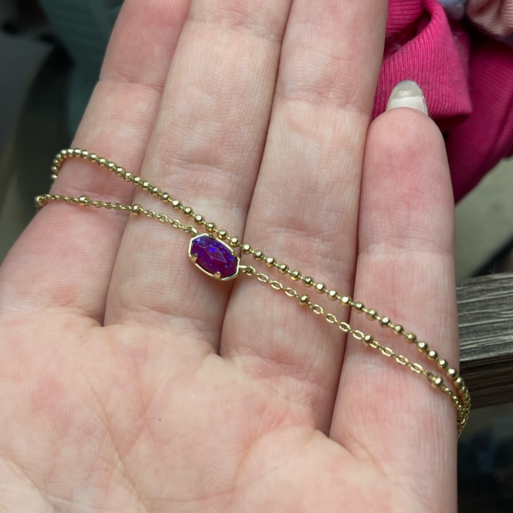 Gold Chain necklace with Purple Stone